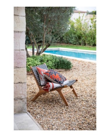 Coussin Coco brodé en coton rooibos 45 x 45