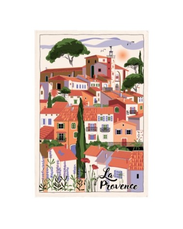 Torchon village provence en coton écru 48 x 72