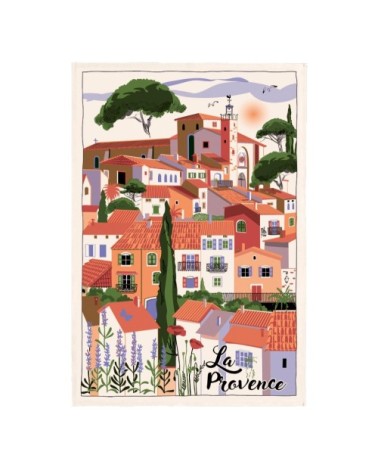 Torchon village provence en coton écru 48 x 72