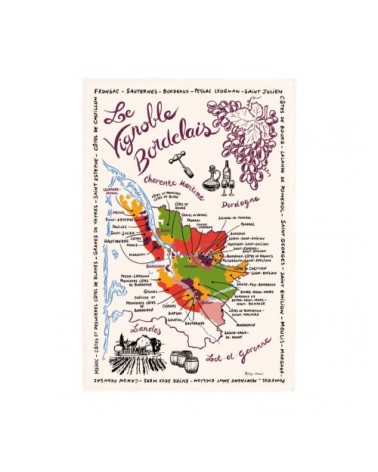 Torchon la carte des en coton écru 48 x 72