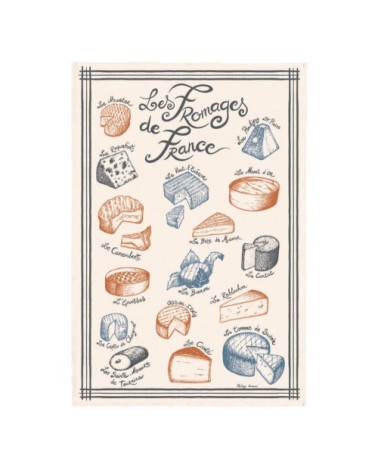 Torchon herbier en coton écru 48 x 72