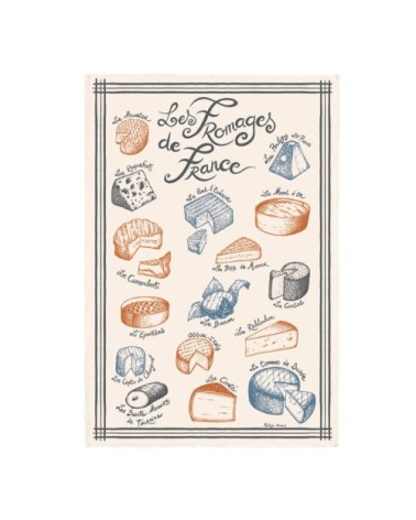 Torchon herbier en coton écru 48 x 72