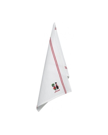 Torchon nid d'abeilles  alsace en coton blanc 50 x 70