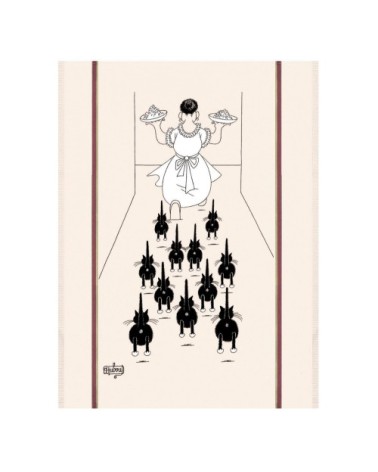 Grand torchon dubout a table en coton écru 60 x 80