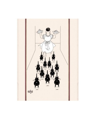 Grand torchon dubout a table en coton écru 60 x 80