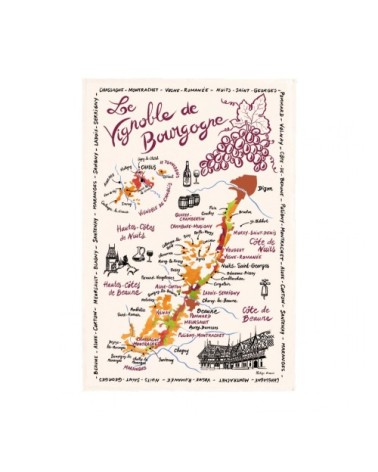 Torchon la carte des s en coton écru 48 x 72