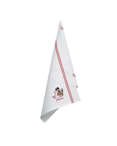 Torchon na brodé  oie colmar en coton blanc 50 x 70