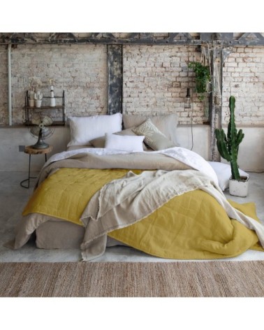 Chemin de lit stonewashed Zeff en lin absynthe 90 x 240