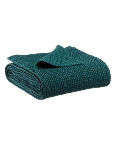 Jeté stonewashed  en coton pétrole 260 x 260