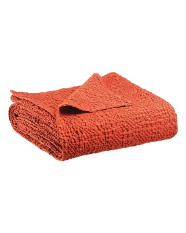 Jeté stonewashed  en coton rooibos 240 x 260