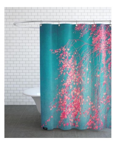 Rideau de douche en polyester en bleu & rose 150x200