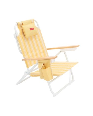 Chaise plage inclinable 5 positions aluminium jaune