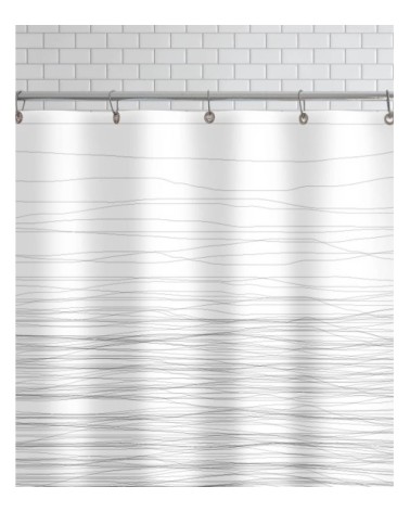 Rideau de douche en polyester en blanc & noir 150x200