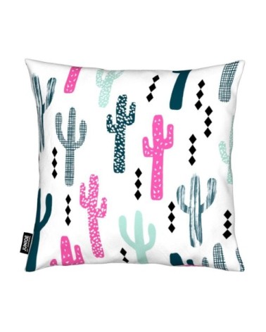 Coussin en microfibre en rose & vert 50x50