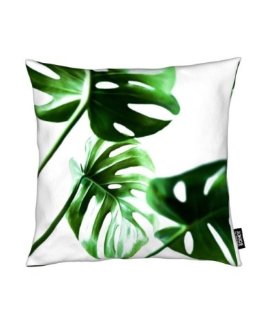 Coussin en microfibre en blanc & vert 30x30