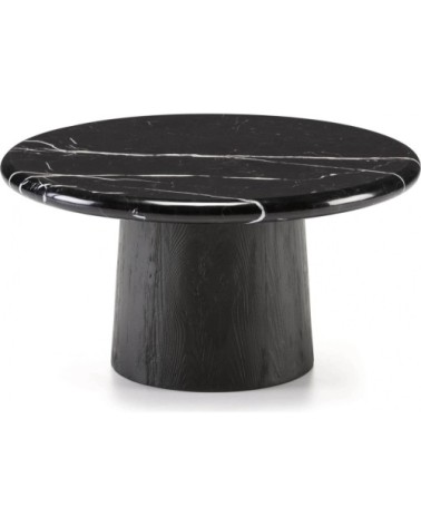 Table basse tulipe ronde noir plateau marbre d70cm