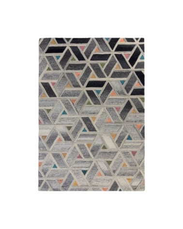 Tapis géométrique design en laine multicolore 160x230