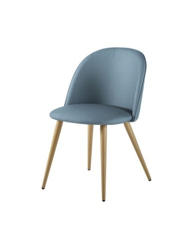 Chaise vintage bleu glacier et métal imitation chêne