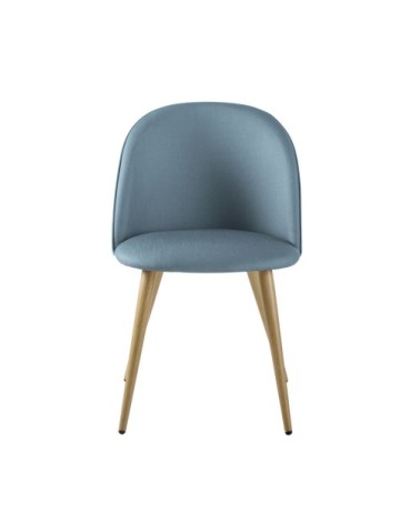 Chaise vintage bleu glacier et métal imitation chêne