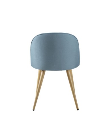 Chaise vintage bleu glacier et métal imitation chêne