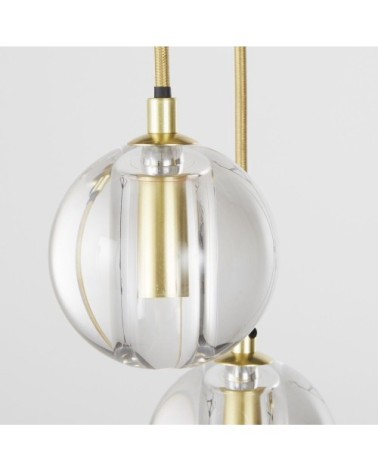 Suspension 5 globes en verre et métal doré