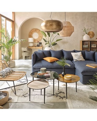 Suspension en raphia et cannage en rotin