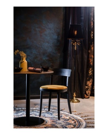 Chaise de repas en velours jaune Ocre