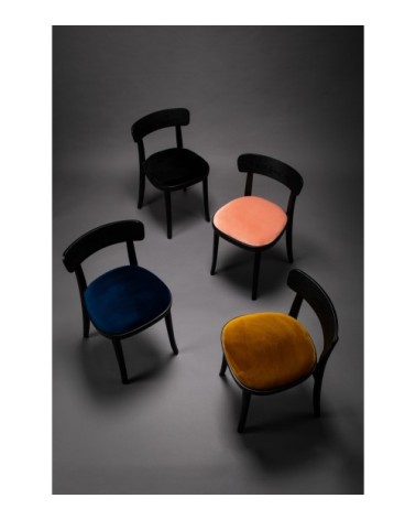 Chaise de repas en velours jaune Ocre