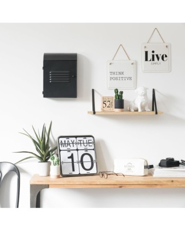 Rangement mural en manguier et métal noir