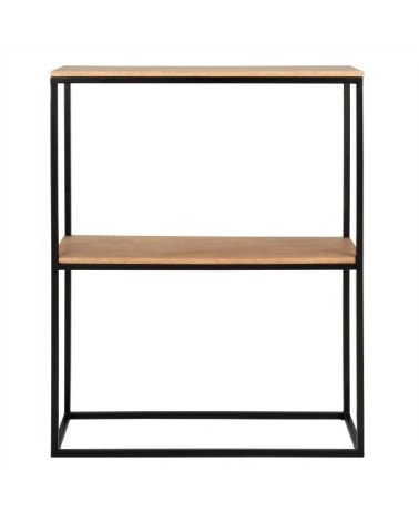 Console en manguier et métal noir