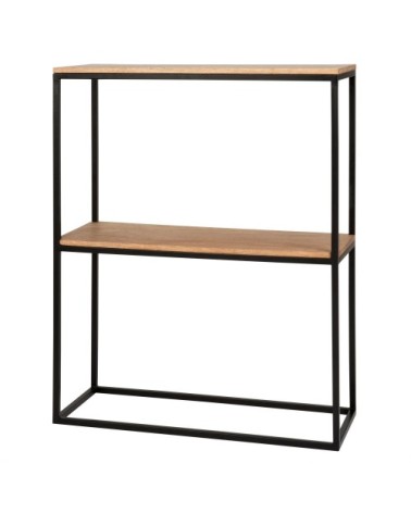 Console en manguier et métal noir