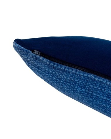 Housse de coussin en coton imprimé écru et bleu 30x50
