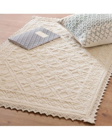 Tapis tissé en coton écru 60x90