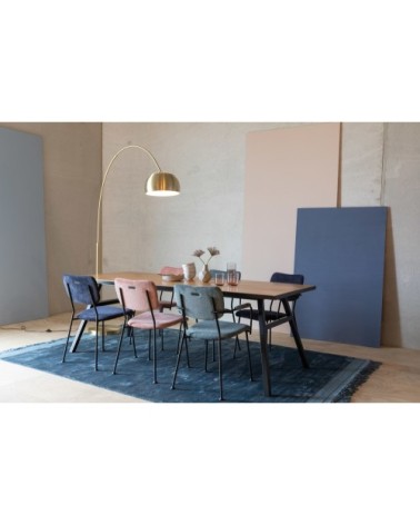 Chaise de repas velours  gris bleu