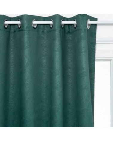 Rideau occultant avec feuilles en relief polyester vert 260 x 140