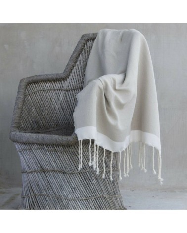 Plaid coton taupe clair / écru 160x250