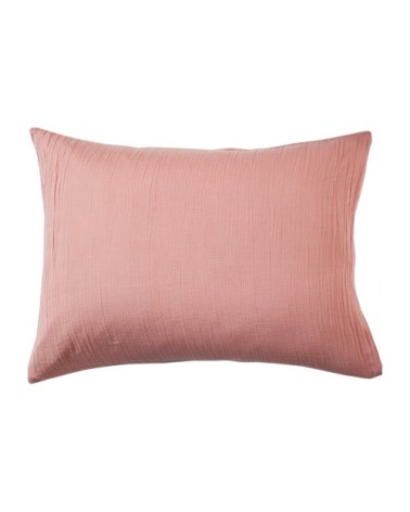 Taie d'oreiller 50x70 en gaze de coton rose poudré