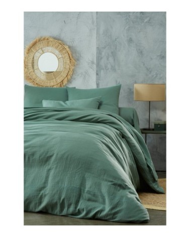 Housse de couette 200x200 en gaze de coton vert céladon