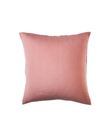 Taie d'oreiller 65x65 en gaze de coton rose poudré