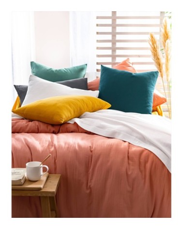 Taie d'oreiller 65x65 en gaze de coton rose poudré