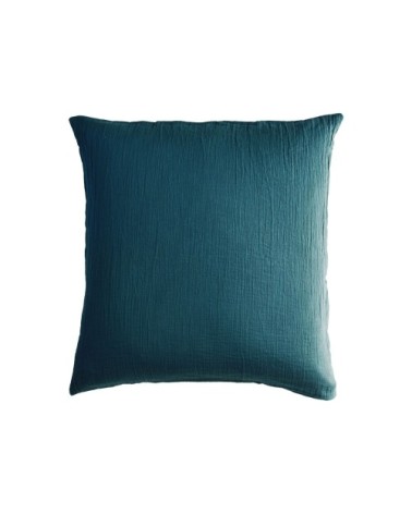 Taie d'oreiller 65x65 en gaze de coton bleu canard