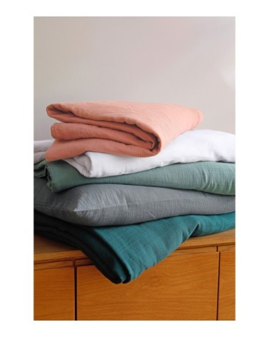 Drap-housse 140x190 en gaze de coton rose poudré