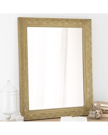 Miroir à moulures en paulownia doré 70x90