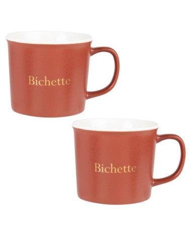 Mug en porcelaine vieux rose imprimée