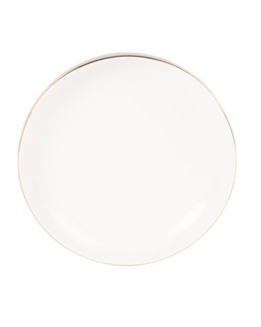 Assiette creuse en porcelaine blanche et dorée