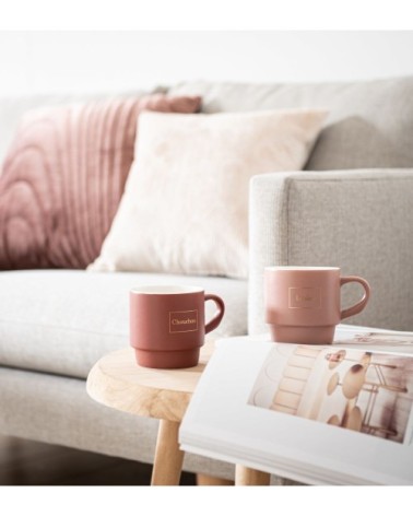 Coffret 2 tasses en porcelaine rose