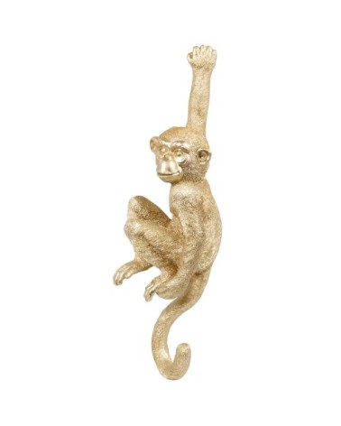 Déco murale singe en résine dorée 9x31