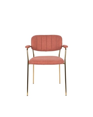 Lot de 2 chaises avec accoudoirs et pieds dorés rose