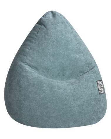 Pouf poire XXL d'intérieur velours ras bleu pétrole  80x130 cm