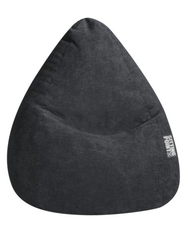 Pouf poire XXL d'intérieur velours ras noir 80x130 cm